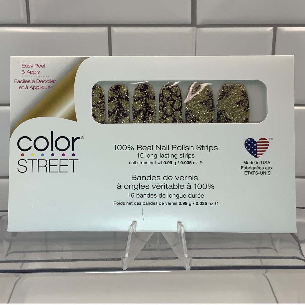 Color Street Rose Were The Days FDG292 Nail Polish Strips Gold Glitter 16 Count